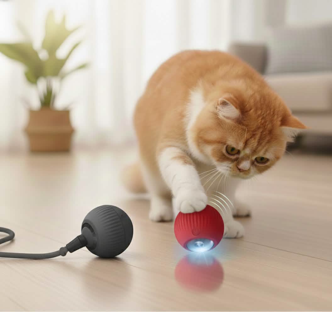 Gray and red Petsify SmartChase cat toy color options