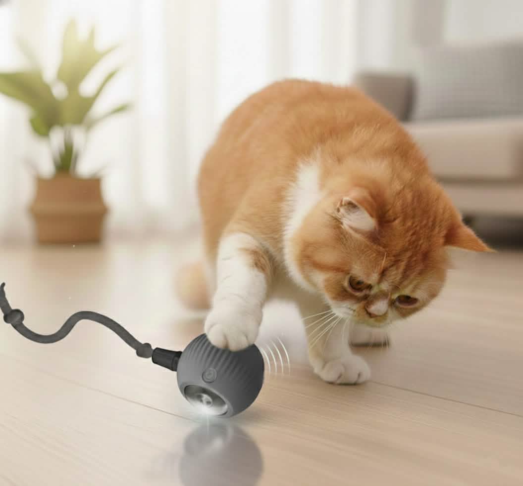 Gray Petsify SmartChase interactive rechargeable cat ball